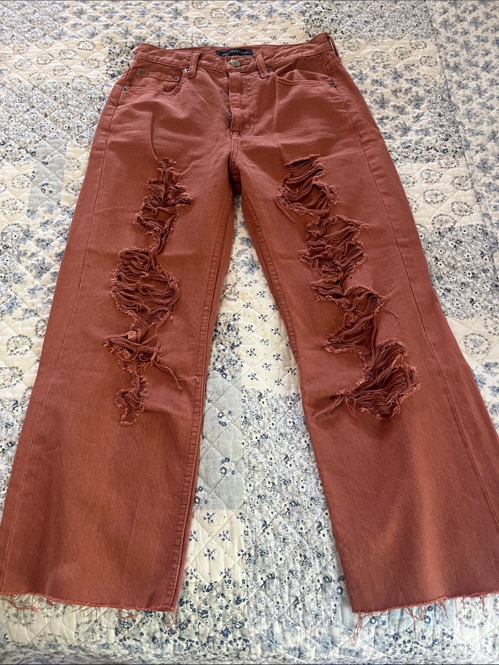 Distressed boho aero jeans